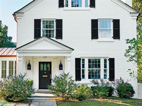 white siding with black shutters